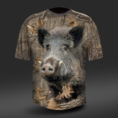 DGT Baumwolle Jagd T-shirt mit Wildschwein Kurzarm