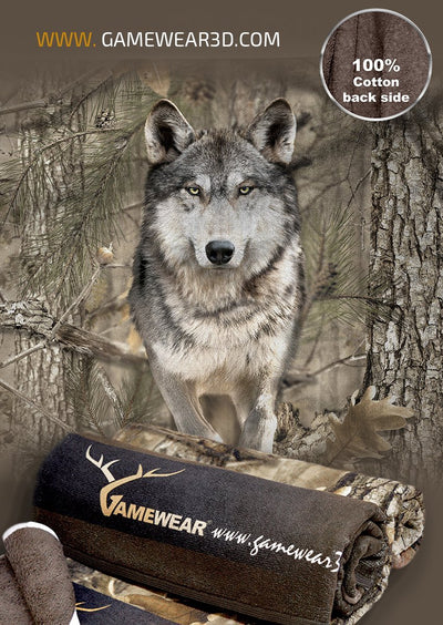 30x50cm Gamewear Camo Handtuch rennender Wolf